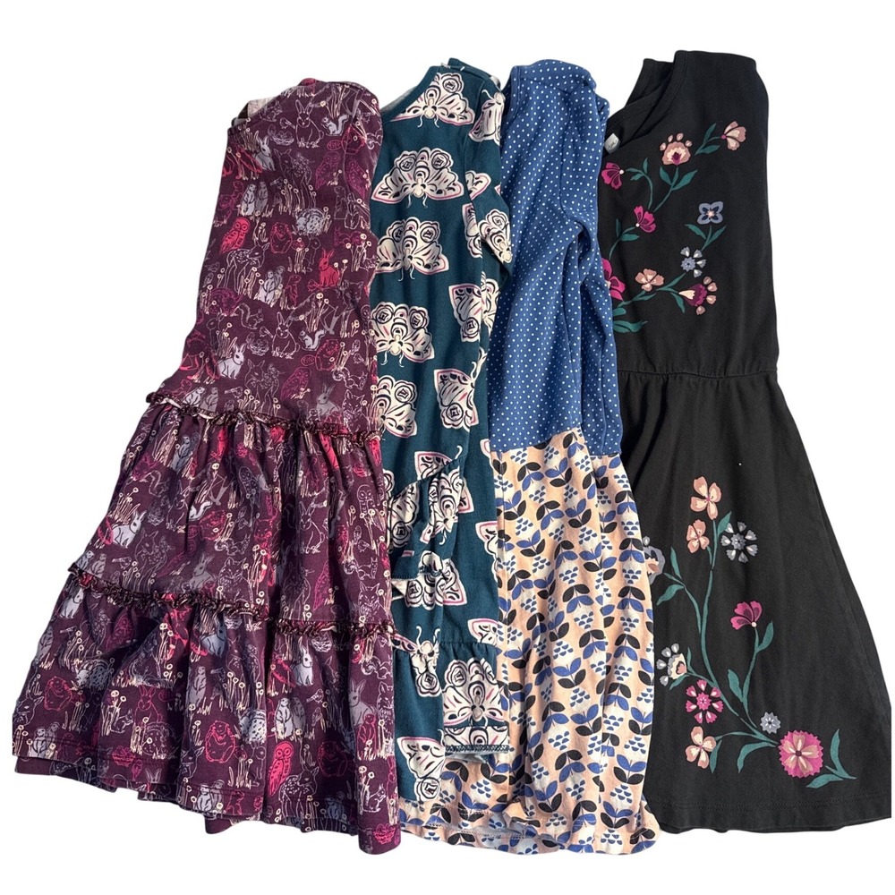 Tea Collection Long Sleeve Dresses Bundle size 6 girls woodland moth stripe